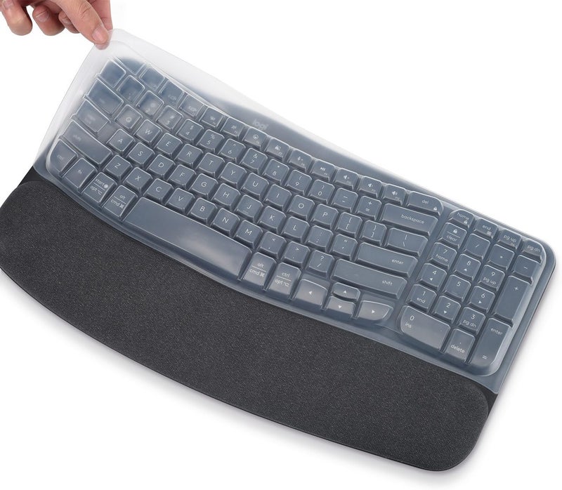 imComor Keyboard Cover Skin for Logitech Wave Keys MK670 Combo Keyboard Skin, Logitech Wave Keys Wireless Ergonomic Keyboard Cover Protector Skin, Logitech Wave Keys Accessories, Clear - Image 1